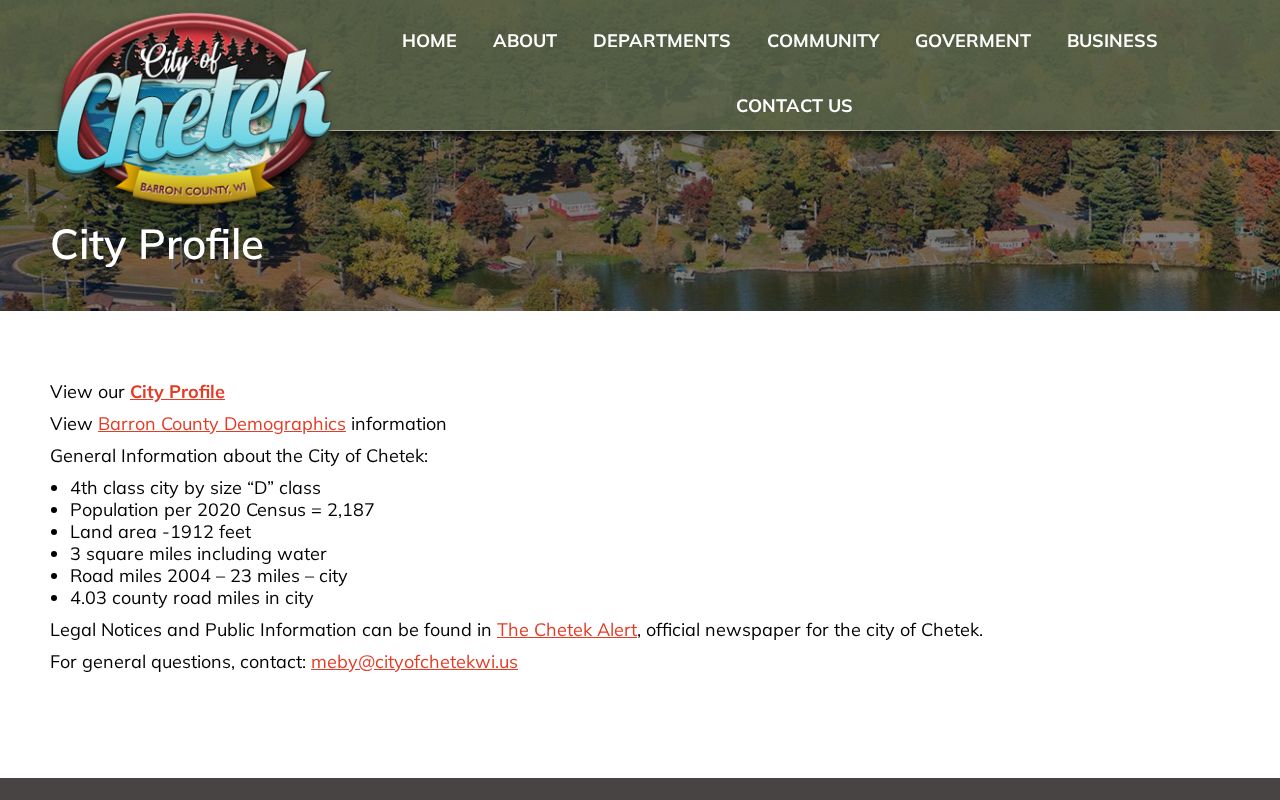 Chetek city profile context for the Chetek court docket