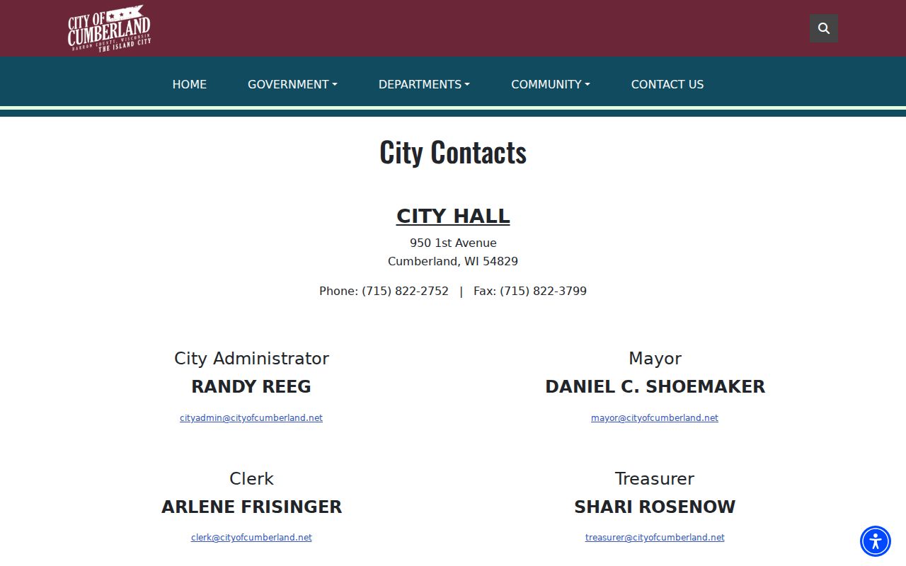 Cumberland court docket City Hall contact information