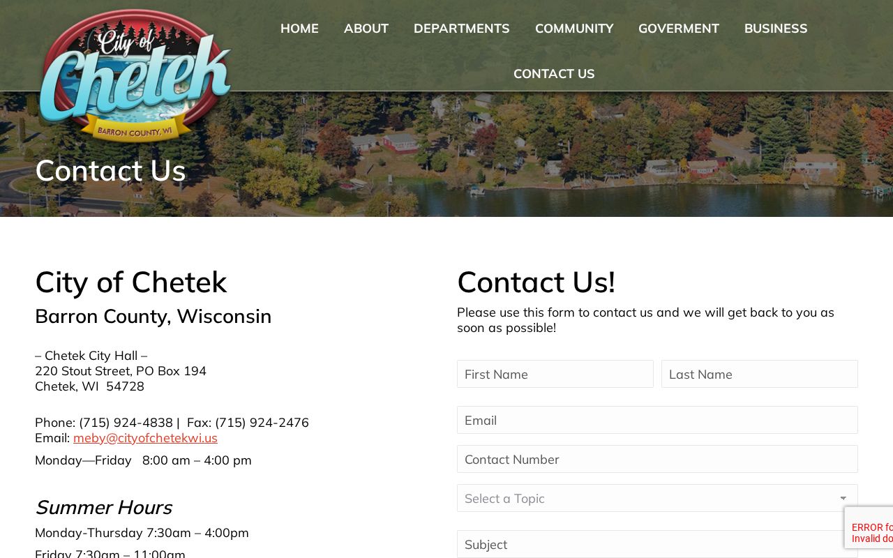 Chetek court docket general city contact form controls