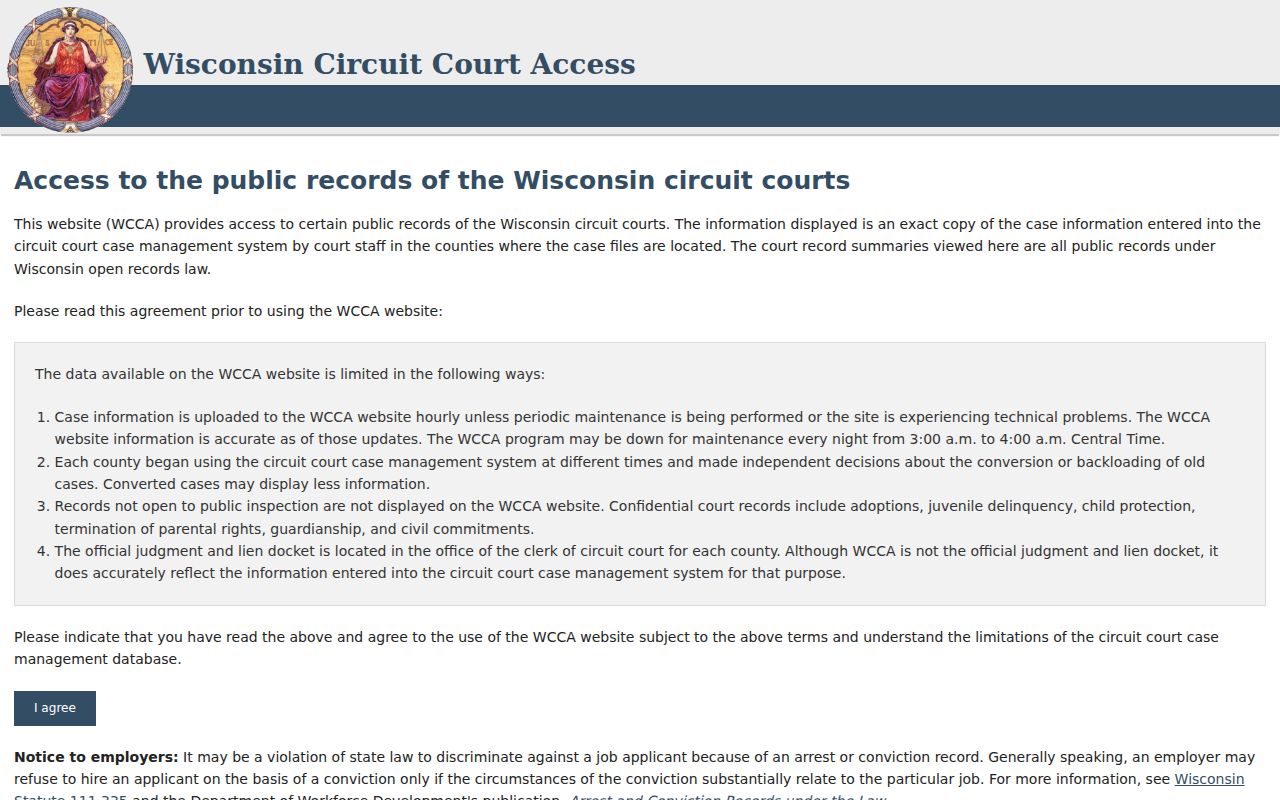 Wisconsin Circuit Court Access public case search for Barron County court dockets